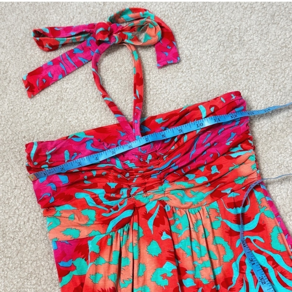 Hale Bob Cabana Maxi Dress Halter Style Resort Beach Tie Neck Vibrant Print XS - Picture 10 of 15